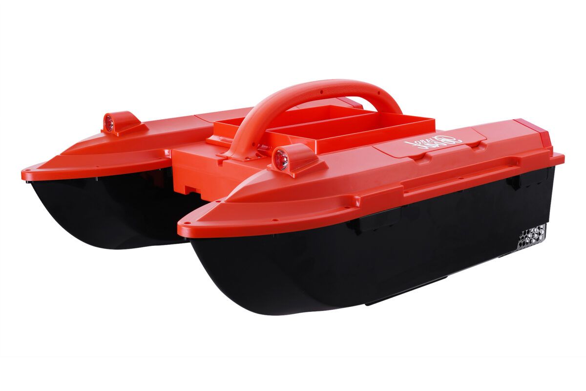 Katamarános Etetőhajó automata GPS navigációval és halradarral, Jabo 5CG, 2-2.5 óra üzemidő! 2x 2kg kapacitás
