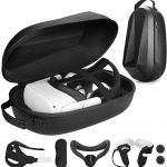 Luxus VR kiegészítők 7 az 1 ben az Oculus Quest 2 készülékhez (tok + fejpánt + 2 kontrollervédő + 2 hüvelykujjvédő sapka + lencsevédő + 4 tépőzáras pántok + arcvédő + 2 fogóöv) ütésgátló védőtok