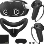 Meta Quest 3S, 5 az 1-ben szilikon védőtok szett Quest 3S-hez, kontrollervédő, lencsevédő, joystick