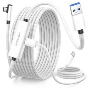 Fehér 5m külső áramforrásos Quest Link kábel, 10 Gbps Meta Oculus Quest 3s, Quest 3, 2, 1, Pro, Pico 4 Ultra,