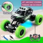 Zöld Off road Távirányítós autó színes villogó fényekkel, terepjáró játékautó. 1:20 méretarányú