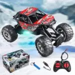 Piros Off road Távirányítós autó színes villogó fényekkel, terepjáró játékautó. 1:20 méretarányú